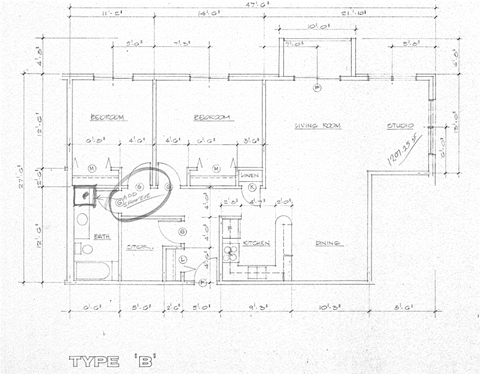 Floor plan for 2 beds, 1 bath, 1183 sqft